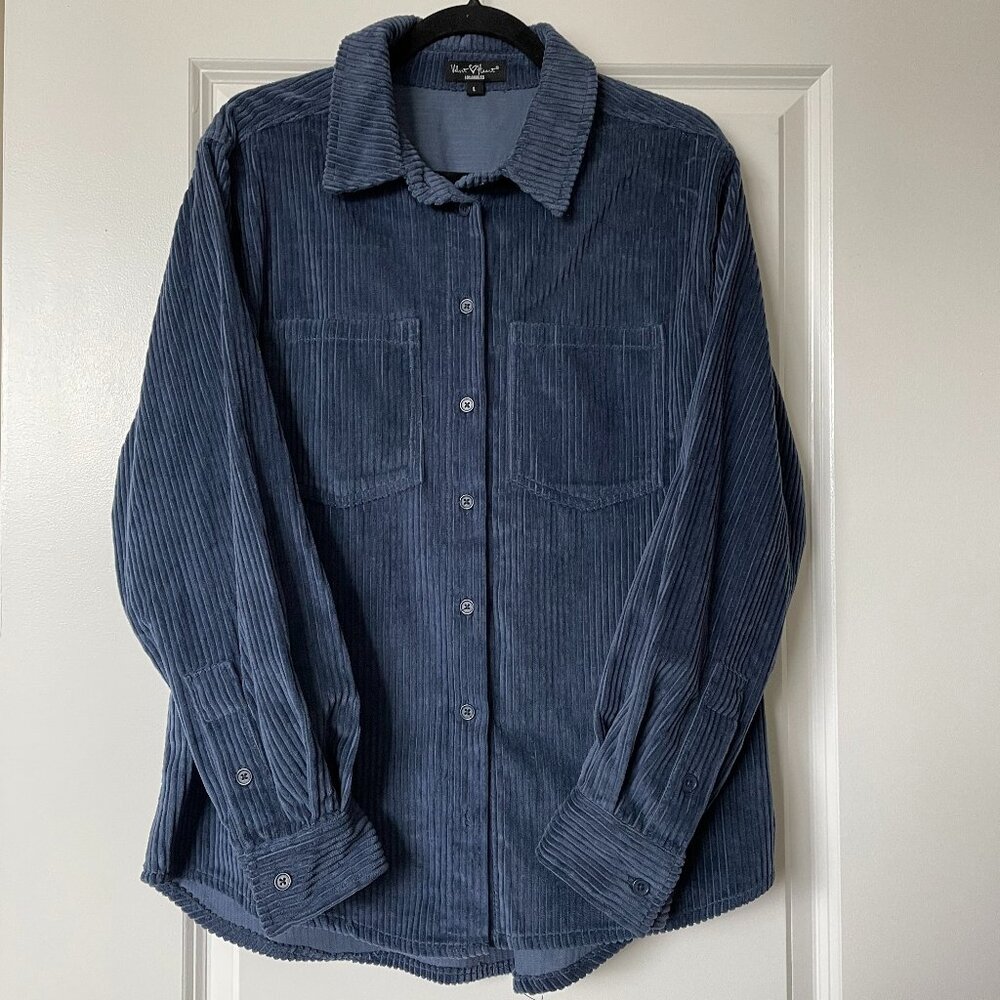 CHROME HEARTS Blue Corduroy Button Up Shirt